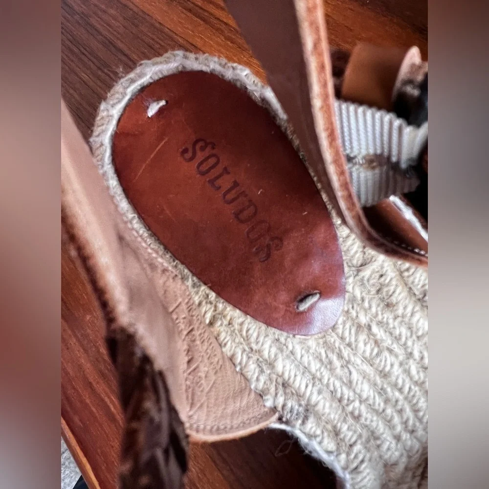 Soludos Women's Woven Leather Wedge Espadrilles as 9
